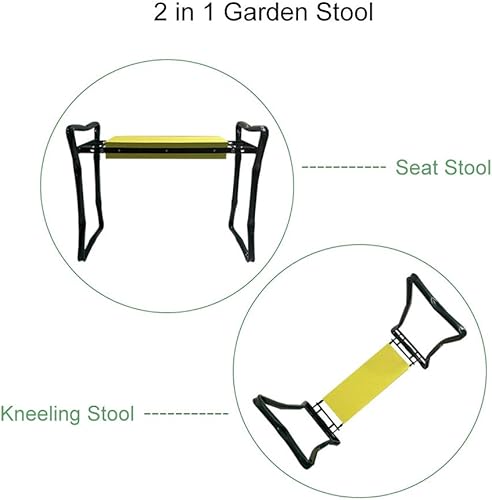 Miniatura 3 de DSISI - Silla de jardín plegable y portátil con cojín de goma EVA, banco de jardín ligero con 1 par de guantes de jardín, capacidad de 330 libras,
