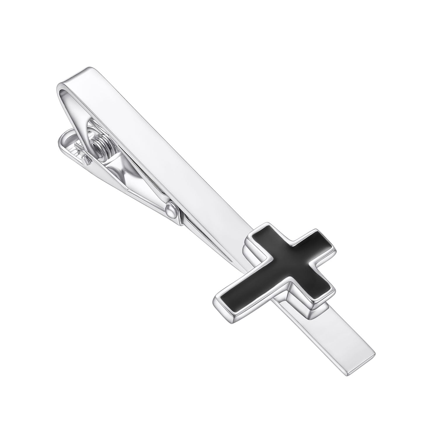 RunootPR Cross Skull Tie Clip for Men Shell CZ Gold Silver Tie Bar Clip 2.2 Inch
