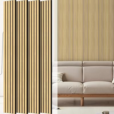 PolarcoForgeco 4 Particle Board Acoustic Panels for Wall and Ceiling - 3D Grooved Sound Absorbing Panel with Wood Finish - Included Nails