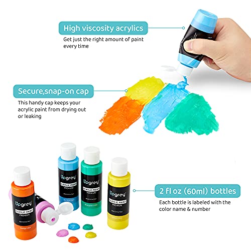 Acrylic Paint Set, Art Paints (2Fl Oz/60Ml ) Crafts Acrylic Paint For Kids And Adults With 5 Brushes, Non Toxic Metallic Acrylic Paints For Wood Canvas Crafts Stone Ceramic Model Painting And Christmas Decoration (50 Colors(60 Ml/2Fl Oz) #TOP3
