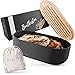 Vezato Brotbox – Nachhaltiger Brotkasten für lange Frische – Extra großer Brotkorb mit Bambusdeckel & Schneidebrett – Nachhaltiger Brotbehälter inkl. Brotsack