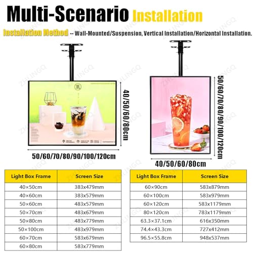 Tablero de menú digital con caja de luz LED para restaurantes y cafeterías, diseño de marco delgado que mejora la visibilidad y el atractivo moderno