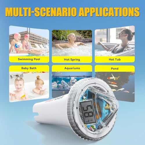 Image of BaldrTherm Pool Thermometer Digital Swimming Floating Easy Read, Anti-Fog 360 Reading, IPX7 Water Temperature Monitor for Hot Tub /Ice Bath /Swimming Pool /SPA /Aquarium /Pond