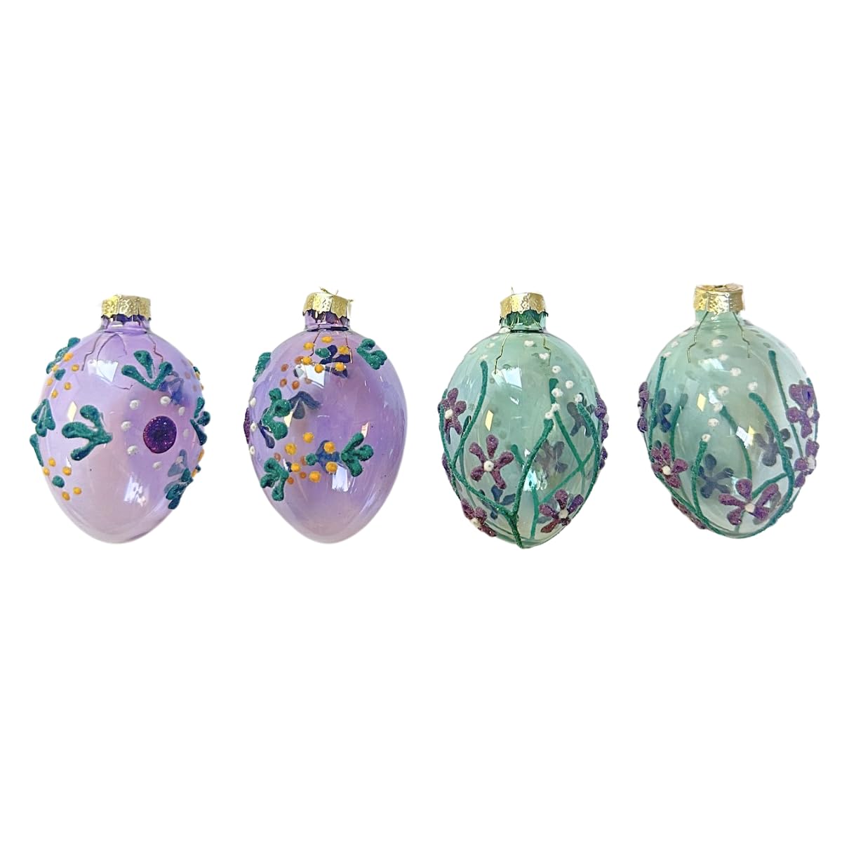 Heaven Sends Multicolor Set Of 4 Multicoloured Glass Easter Egg Baubles
