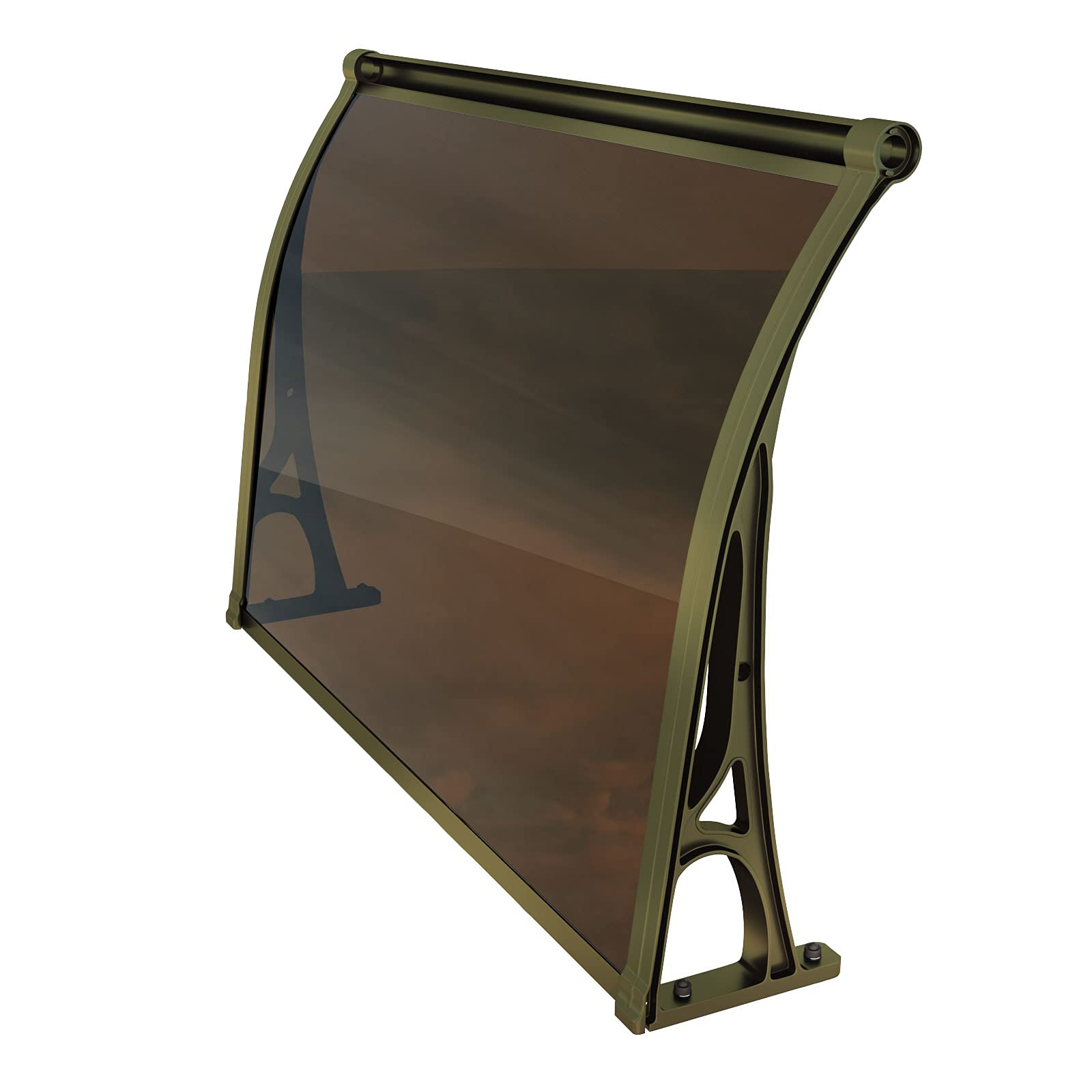 Window Awning Brown with Aluminum Champagne Bracket Door Canopy Cover Outdoor Front Door Patio Canopy UV Rain Snow Sunlight Protection Solid Sheet(Champagne 40 * 80inch)