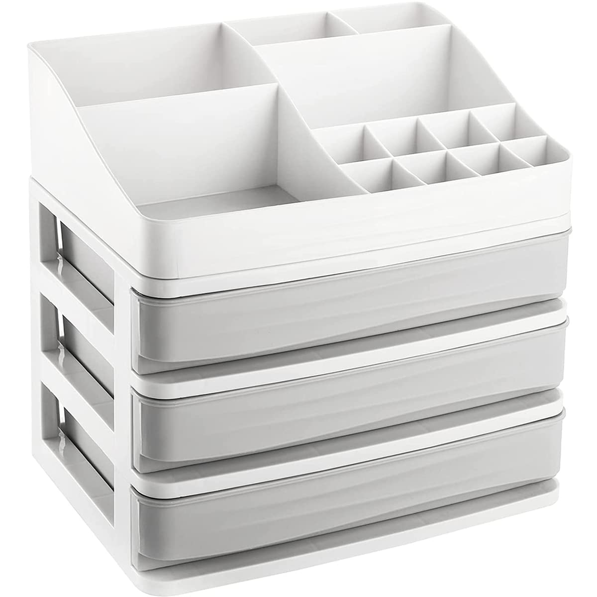 Organiseur de Maquillage et de cosmétiques avec tiroirs,boîte de Rangement en Plastique pour Soins de la Peau avec Support pour pinceaux à Rouge à lèvres,Organisateur de Bijoux,étui de Rangement