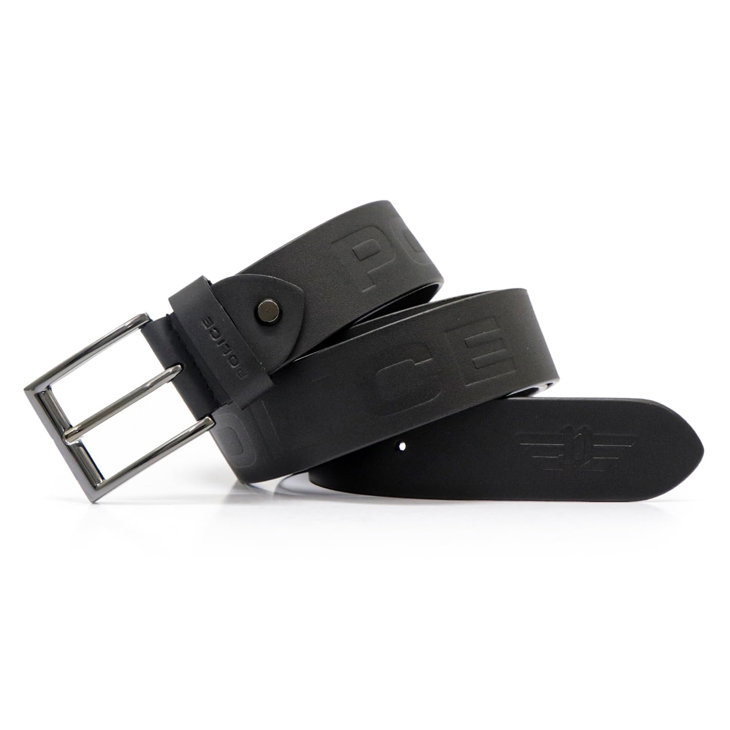 police Men’s Genuine Leather Belt for Men | Premium Embossed Leather Strap with Gunmetal Pin Buckle | Stylish Formal & Casual Waist Belt | Durable Classic Fit for Jeans & Trousers-picture-16