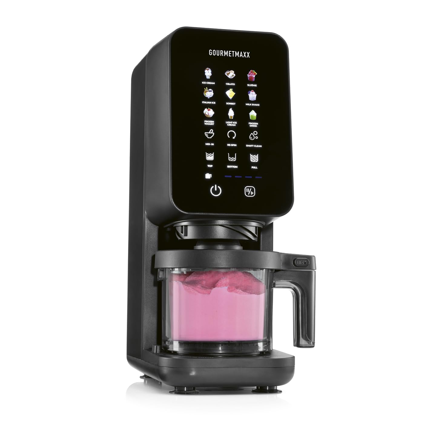 GOURMETmaxx SmoothUp Touch Eismaschine 700 Watt | Eismaschine 9 Programme + Mix-in-Funktion | Eiscreme-Maschine - Slushies & Eiscreme selber machen | Speiseeisbereiter LED Display, 2 Becher inklusive