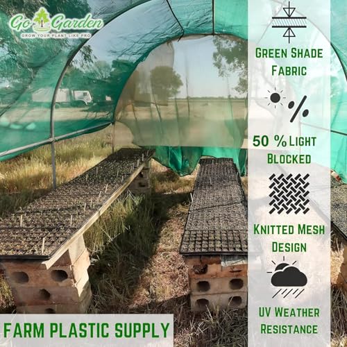 Image of Go Garden Green Shade Net 50% UV Protected (5 ft X 20 Ft)| Multi-Purpose Agro Net 100% Vergin | Garden, Greenhouse, Terrace & Balcony Use | Ideal for Farming & Gardening (1.5 M X 6 M)