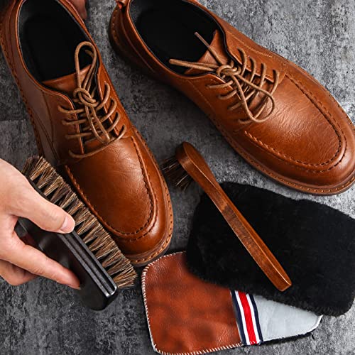 Image of 4 Pcs Horsehair Shine Shoes Brush Kit Polish Dauber Applicators Cleaning Leather Shoes Boots Care Brushes Suede Cleaner Brush with Microfiber Shoe Gloves(4 Pcs Style D)