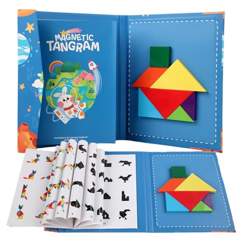 Tangram Magnético Rompecabezas, Juguete Tangram para Niños, Tangram Magnético Infatil en Forma de Libro, Juguetes Creativo y Educativo para Niños de 3 4 5+ Años