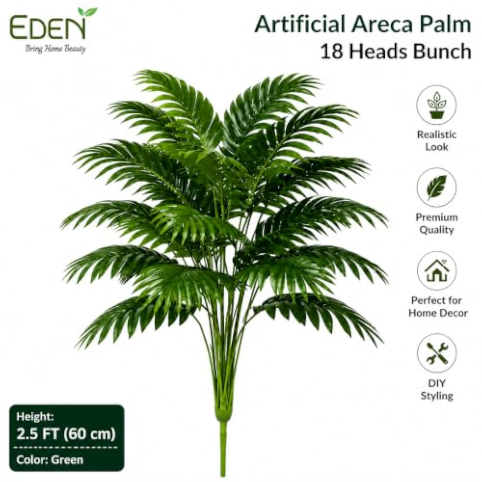 Artificial Areca Palm Leaves Bunch for Decor