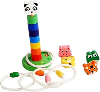 Sosoport 1 Conjunto De Brinquedos Educativos Para Jogos De Anel Para Crianças Conjunto De Jogos De Basquete Jogo De Arremesso De Anel De Madeira Jogo De Festa Interativo Jogo De