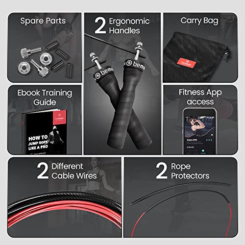 Bemaxx BM-SP1B High Speed Jump Rope + Exercise Guide + 2 Adjustable Replacement Steel Cables & Ergonomic Handles thumb #1