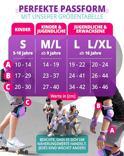 Foto von SKATEWIZ Protektoren Kinder - Knieschoner Kinder - Inliner Schoner - Skaten
