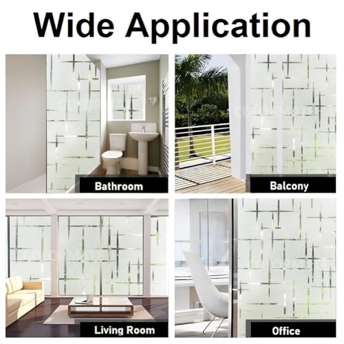 Image of COLORMATE Premium Vinyl Stained Frosted Window Glass Film (18x36 Inch) - Self-Adhesive Wallpaper Sticker Opaque Tint for Window Glass Privacy Cover, Door, Office, Home.| Anti-UV. Vertical Horizontal
