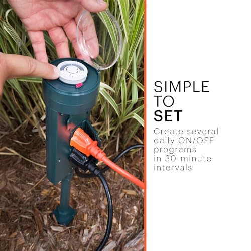 image for PowerGear Outdoor 6 Outlet Mechanical Stake Timer, Easy-to-Set Dial, 3