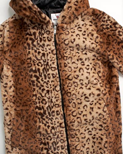 Urban Republic Women's Teddy Coat - Faux-Shearling Fur Jacket Overcoat, Size Medium, Jaguar Animal #TOP2