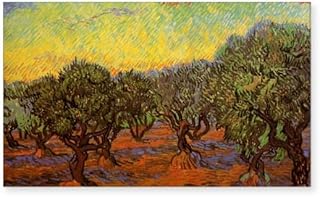 CafePress Van Gogh Olive Grove: Orange S Rectangle Bumper Sticker Car Decal
