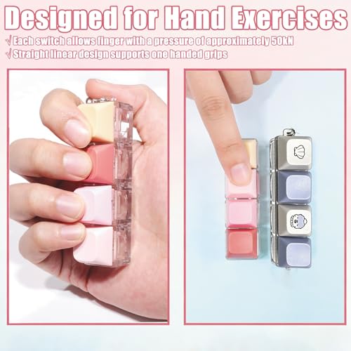 Image of Keyboard Fidget Toy, Four Key Mechanical Style Keychain with Snake Chain, Stress Relief Gadget for Office Workers and Students, Portable Anxiety Relief Tool for Commuting and Gaming