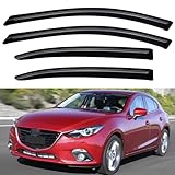 Window Visors Rain Guards for 2014-2018 Mazda 3 Sedan & Hatchback, Out-Channel Window Vent Wind Deflectors Visors Shades for 14-18 Mazda 3
