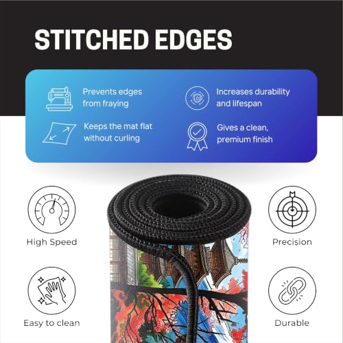 Image of Japanese Mountain Inspired Large Desk Mat, Extended Mouse Pad 58.5x28cm, Desk Pad, Washable Mousepad, 2mm Thick Non-Slip Rubber Base, Stitched Edges for Office, Home & Workstation (Multicolour)