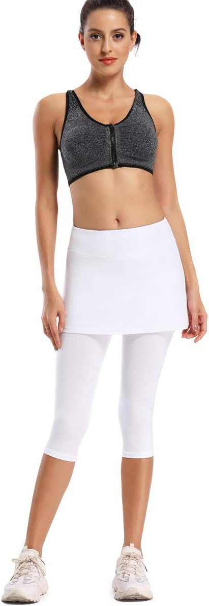 Ultrafun Women's UPF 50+ Capri Skirted Leggings Tights Active Tennis Skirt with Pockets