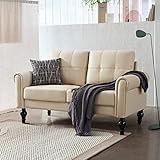 Husbedom 60.6 Inches Loveseat Sofa, Air Leather Small Couches for Small Spaces, Comfy Couch for Livi