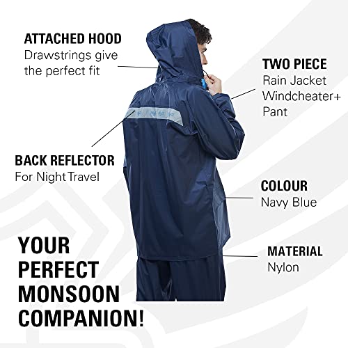 Image of Reliable Rainwear H2O Marco Polo Suit | Raincoat For Men Waterproof | Rain Jacket For Bike Rides | High Neck Collar & Attached Hood