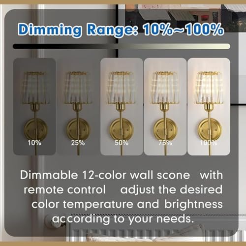 Image of NYRWANA Pack of 2 Rechargeable Modern LED Wall Lamp with Remote Control, 3 Color Temperature, Dimmable Brightness, Timer Function, Wireless Wall Light for Bedroom, Living Room, Bedside Decor (Glass)
