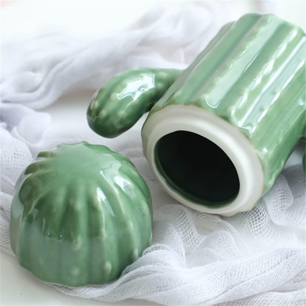 Cactus Ceramic Toothpick Holder Multifunctional Covered Cotton Swab Box Living Room Storage Box (Color : D, Size : 9.7x10.5cm)