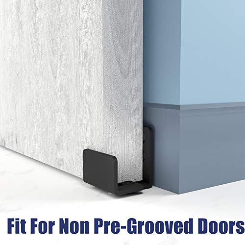 Smartsmith Simple Design Wall Mounted Sliding Barn Door Bottom Floor Guide With Adjustable Bracket, Black Powder Coated #TOP2