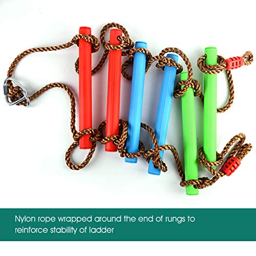 6.6 Ft Climbing Rope Ladder for Kids, Climbing Ladder Hanging Rope Ladder for Indoor Play Set and Outdoor Tree House, Playground Swing Set and Ninja Slackline