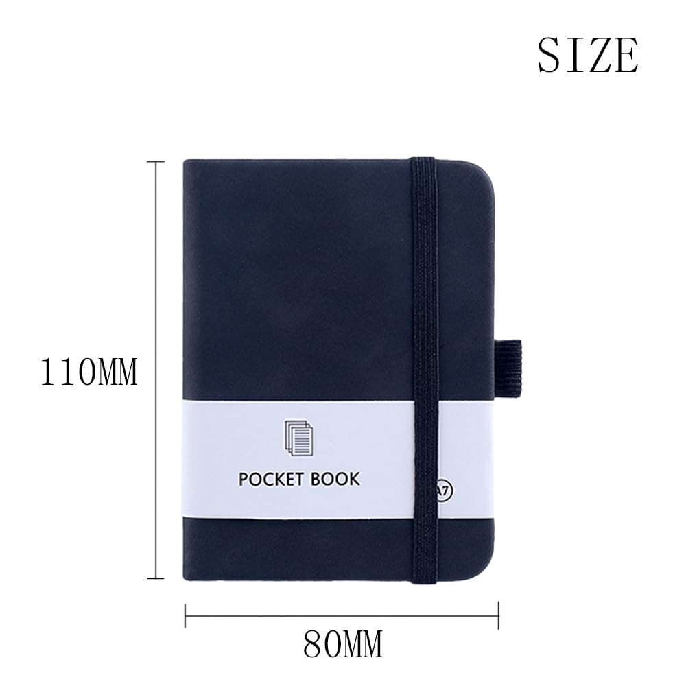 Ginddy A7 Notebooks,Pack of 2 with Pen Loop Pocket-Size Leather Notepad Set (Black & Navy) - Image 2