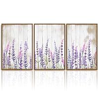 3 Piece Framed Canvas Wall Art Wild Flowers on Wood Background Canvas Prints Home Artwork Decoration for Living Room,Bedroom - 16