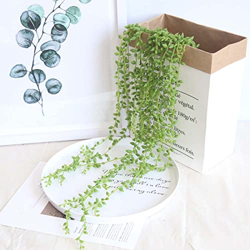Hanging Simulation Rattan Artificial Succulent Shape Greenery Bonsai Plants Leaf Picks Hanging Basket Lover Tears String Of Pearls Plant Fake Succulent For Dried Flowers Wall Decor #TOP1