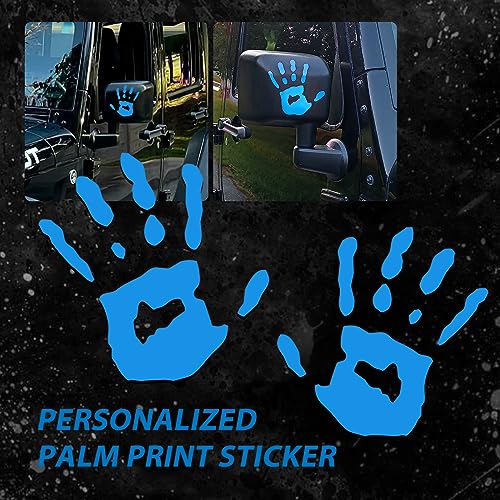 Image of gunhunt 2 Pcs Wave Stickers, Automobile Wave Activity Auto Waving Hand Stickers, Car Decoration for Rearview Mirror Left Right, Compatible with Most Car Models Mirror Decorative Sticker (Blue)
