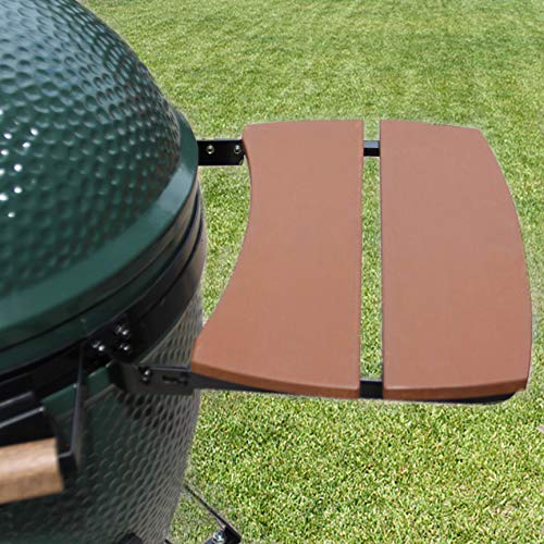KAMaster Medium Big Green Egg Side Shelves 2 Slat Grill Mates Outdoor Storage Side Table Medium Green Egg Accessories Kamado Grill Parts Replacement HDPE Grill Accessories