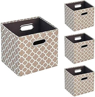 BRIAN & DANY Foldable Storage Cube Box, Oxford Storage Basket Bin, Set of 4, Light Brown 30 x 30 x 30 cm