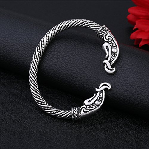 Fishhook Fashion Vintage Viking Raven Crow Head Screw Cuff Bangle Wristband Bracelet Animal Jewelry For Men Women #TOP3