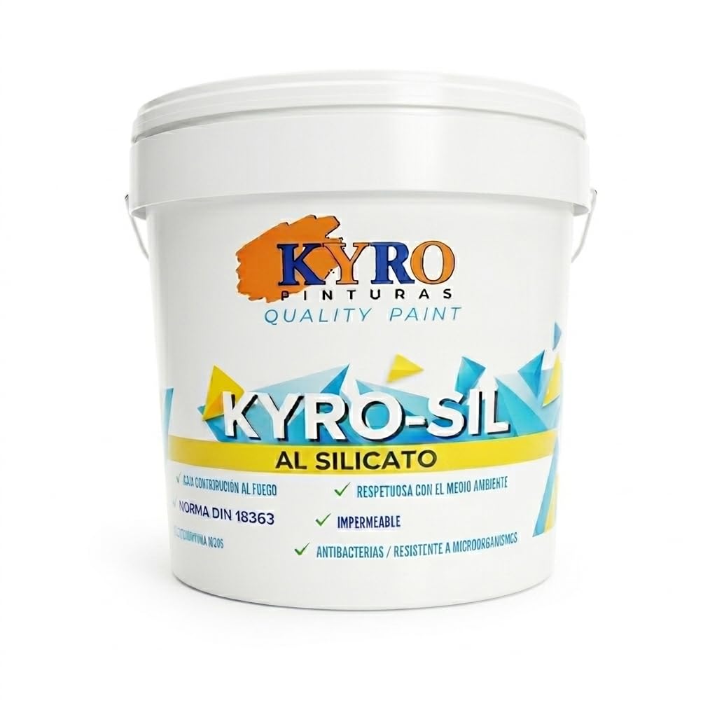 KYRO-SIL Pintura Mineral al Silicato para Interior y Exterior - Máxima Transpirabilidad y Adherencia - Ideal para Fachadas y Restauración Histórica - Blanco Mate - 14 Litros