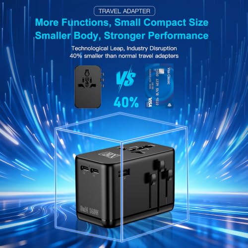 Image of MX GaN 140W Universal Travel Adapter with 2 AC Outlets, 3 USB-C & 1 USB-A Ports, 6-in-1 International Power Adapter for Worldwide Travel, Type A /C /G /I Plugs, 200+ Countries Fast Charging Adapter