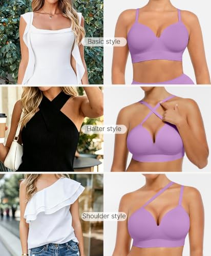 Image of FeelinGirl Wireless Supportive Bra for Women, Seamless Comfort Bralettes No Underwire Full Coverage Everyday Bras