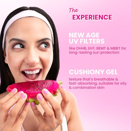 Image of Dot & Key Dragon Fruit Bounce Sunscreen In-Vivo Tested SPF 50+ PA++++, With New-Age UV Filters, Lightweight, Cushion-Gel Texture, Fast-Absorbing, Niacinamide Infused, Broad Spectrum Protection || 50g