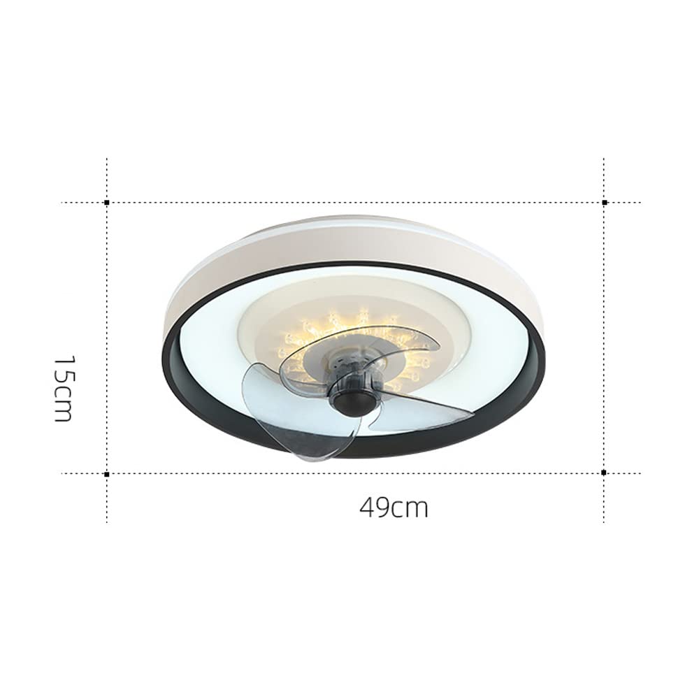 Nowa ultracienka, cicha lampa sufitowa LED, wiatr z trzema prędkościami, wbudowana lampa sufitowa bez ostrza 47 W * 2, inteligentne bezstopniowe przyciemnianie sypialnia salon z (49 * 15 c