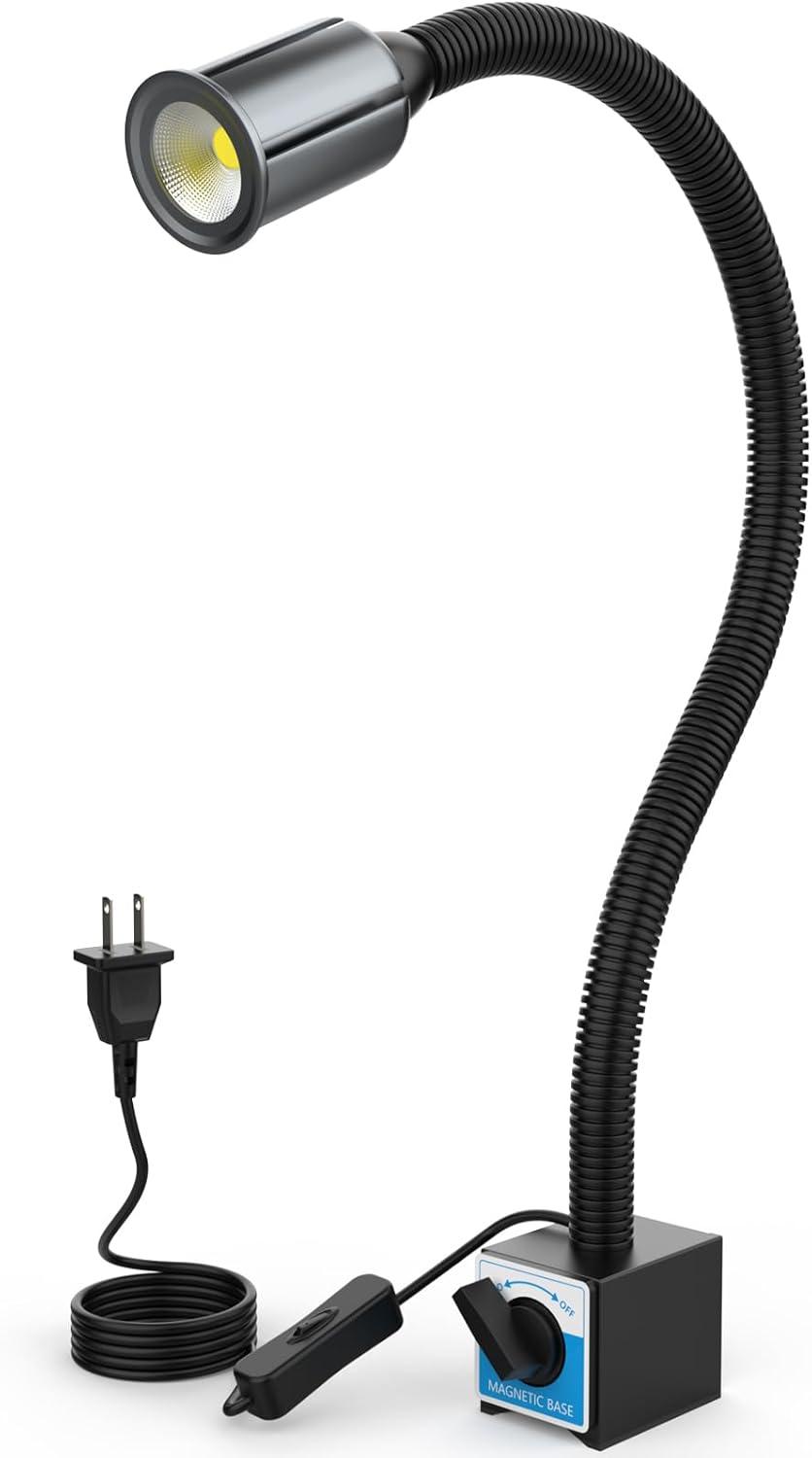 LED Magnetic Work Light, 1420lumens 20in Flexible Gooseneck Work Lamp with Strong Magnetic Base for Lathe Machines, Workbenches.