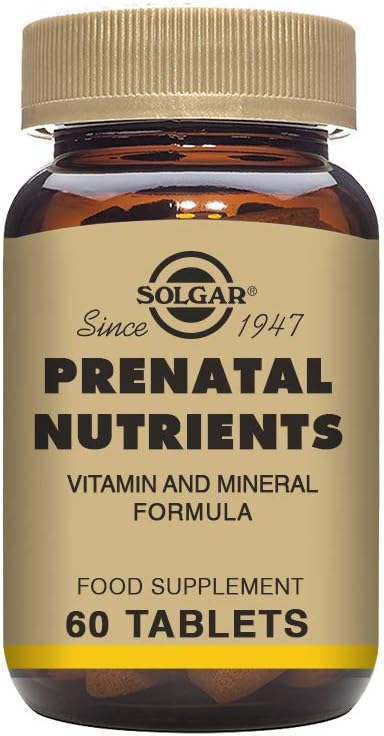 Solgar Prenatal Nutrients Tablets - Contains 20 Pregnancy Supportive Nutrients - Provides Folic Acid, Calcium, Iron & Vitamins B, C, E - Food Supplement - Vegan, Kosher, Halal - Pack of 60