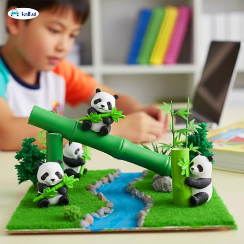 Image of FunBlast Panda Miniature Figurines - Decorative Showpiece, Gift for Him /Her, Diwali Deepwali New Year Home Decor, Bedroom, Living Room, Office, Table, Car Dashboard (Style-A)