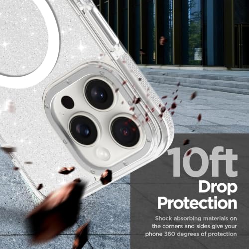 Image of Magnetic Case for iPhone 16 Pro Max [Compatible with Magsafe] [Bling Glitter Fluorescent Design] [1 Screen Protector] Slim Translucent Matte Case for iPhone 16 Pro Max 6.9 inch 2024, White