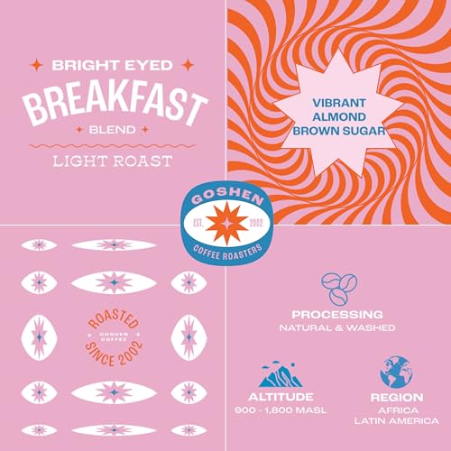 Image of Goshen Coffee Roasters Whole Bean Bright Eyed Breakfast Blend | Light Roast, Brewed or Espresso | Award-Winning - Natural and Washed | Vibrant, Almond, Brown Sugar Flavors | 5 lb Bag